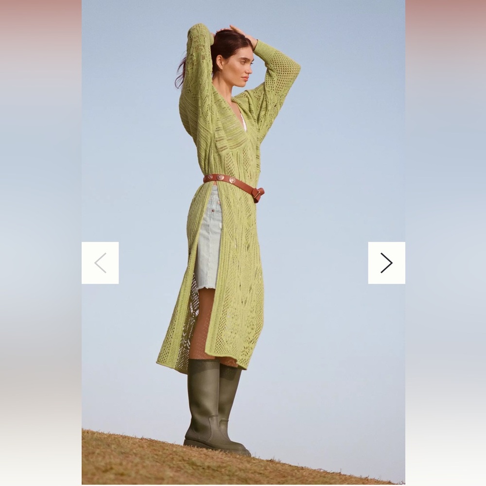 By Anthropologie Mesh Split Longline Sweater